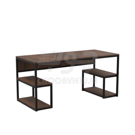 میز کار و تحریر ام‌دی‌اف با پایه فلزی و دو شلف