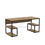 میز کار و تحریر ام‌دی‌اف با پایه فلزی و دو شلف سایز بزرگ