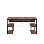 میز کار و تحریر ام‌دی‌اف با پایه فلزی و دو شلف رنگ آنتیک