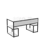 میز کار و تحریر ام‌دی‌اف با پایه فلزی و دو شلف رنگ سفید