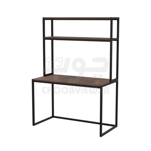 میز تحریر و کامپیوتر پایه فلزی با قفسه بالا A005