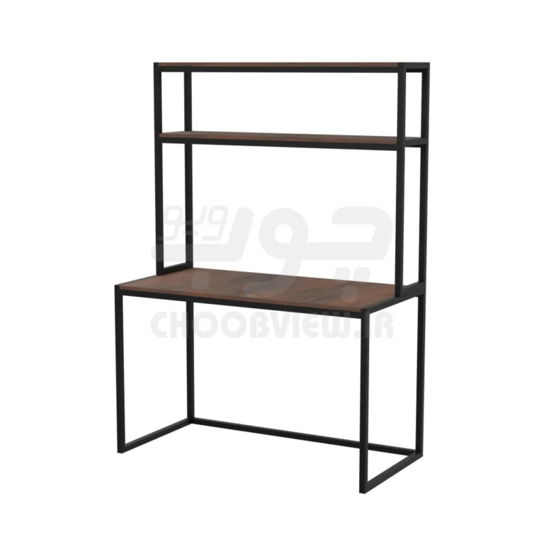 میز تحریر و کامپیوتر پایه فلزی با قفسه بالا A005