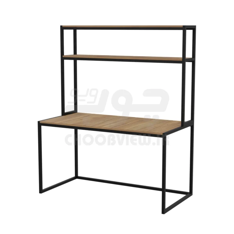 میز تحریر و کامپیوتر پایه فلزی با قفسه بالا A005