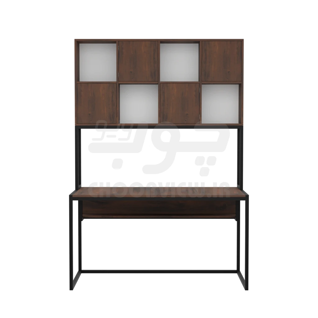 میز تحریر و کتابخانه دار پایه فلزی