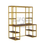 میز کار حرفه‌ای با استند کتاب و قفسه جانبی مدرن