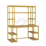 میز مطالعه ارگونومیک با فضای ذخیره‌سازی باز و شلف طبقه‌ای