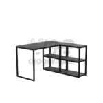 میز تحریر و کامپیوتر ال شکل مدرن با قفسه‌ جانبی | میز کار چوبی فلزی مستحکم مناسب دفتر و منزل