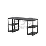 میز تحریر و کامپیوتر ال شکل مدرن با قفسه‌ جانبی | میز کار چوبی فلزی مستحکم مناسب دفتر و منزل