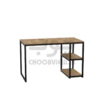 میز تحریر و کامپیوتر ال شکل مدرن با قفسه‌ جانبی | میز کار چوبی فلزی مستحکم مناسب دفتر و منزل