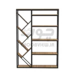کتابخانه MDF پایه فلزی با شلف فانتزی و دکوری B003