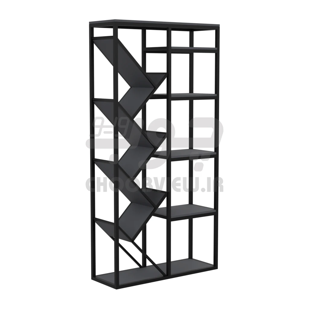 B003-3 کتابخانه MDF پایه فلزی با شلف فانتزی و دکوری B003 - تصویر 5