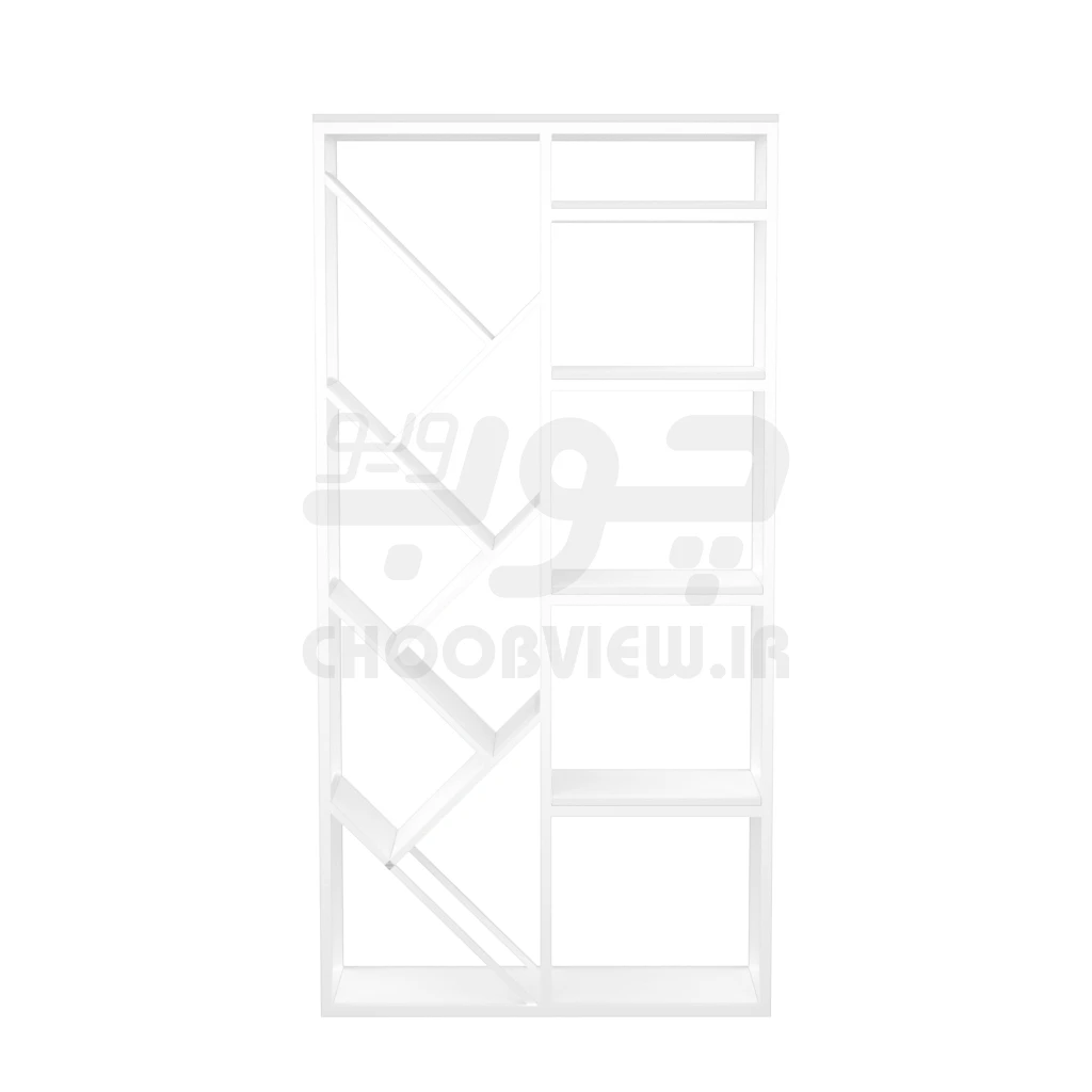B003-5 کتابخانه MDF پایه فلزی با شلف فانتزی و دکوری B003 - تصویر 6