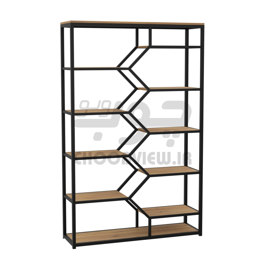 B005-1 کتابخانه پایه فلزی طرح زیگ زاگ B005