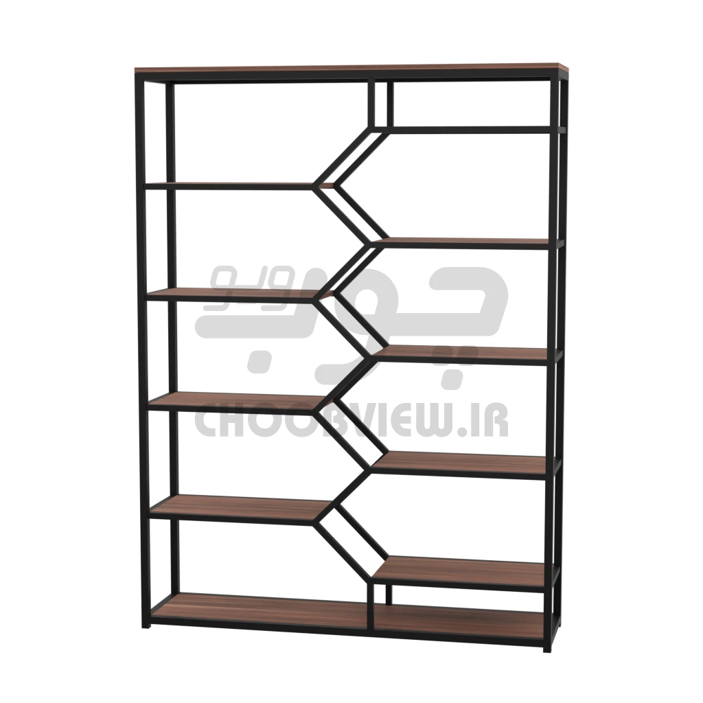 B005-2 کتابخانه پایه فلزی طرح زیگ زاگ B005